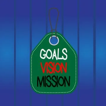 Writing note showing Goals Vision Mission. Business photo showcasing practical Illustrazione stock