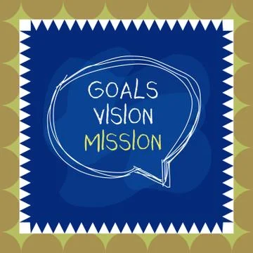 Writing note showing Goals Vision Mission. Business photo showcasing practical Stock Illustration
