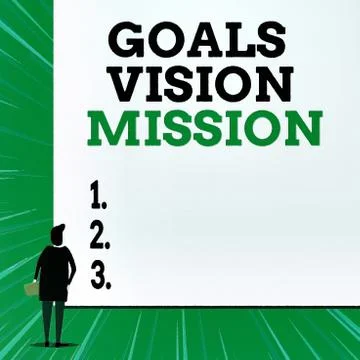 Writing note showing Goals Vision Mission. Business photo showcasing practical Stock Illustration