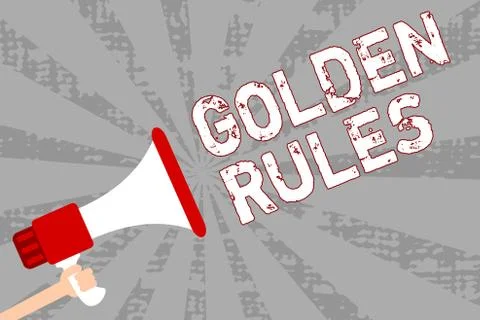 Writing note showing Golden Rules. Business photo showcasing Basic principle Illustrazione stock