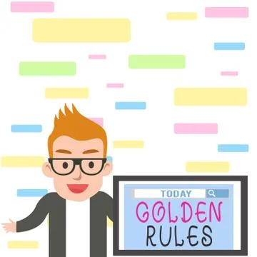 Writing note showing Golden Rules. Business photo showcasing Basic principle Illustrazione stock