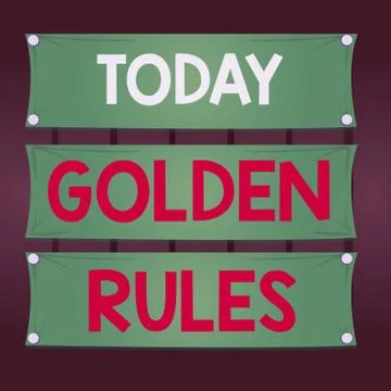 Writing note showing Golden Rules. Business photo showcasing basic principle Illustrazione stock