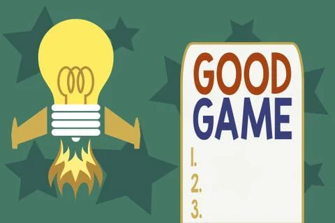 Writing note showing Good Game. Business photo showcasing term frequently used Stock Illustration