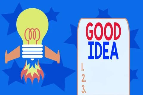 Writing note showing Good Idea. Business photo showcasing an excellent 스톡 일러스트