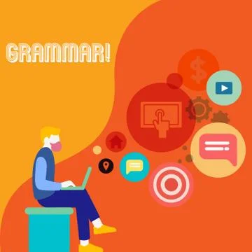 Writing note showing Grammar. Business photo showcasing whole system structure Stock Illustration
