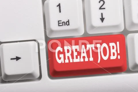 Writing note showing Great Job. Business photo showcasing used praising someone Stock Photos