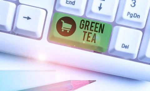 Writing note showing Green Tea. Business photo showcasing type of tea that is Stock Photos