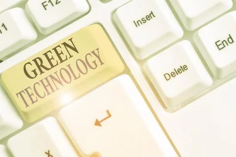 Writing note showing Green Technology. Business photo showcasing reverse the Stock Photos