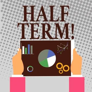 Writing note showing Half Term. Business photo showcasing Short holiday in the Stock Illustration