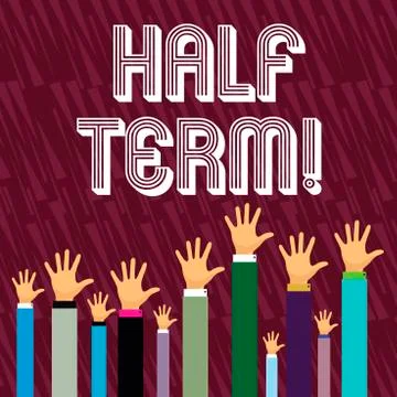 Writing note showing Half Term. Business photo showcasing Short holiday in the Stock Illustration