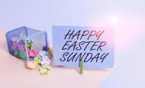 Writing note showing Happy Easter Sunday. Business photo showcasing Greeting Fotos de archivo