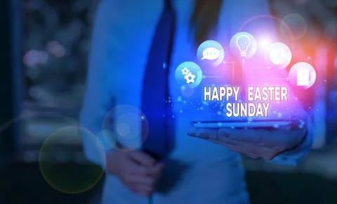 Writing note showing Happy Easter Sunday. Business photo showcasing Greeting Fotos de archivo