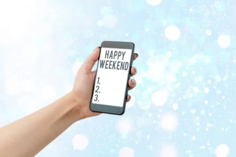 Writing note showing Happy Weekend. Business photo showcasing something nice has 스톡 사진