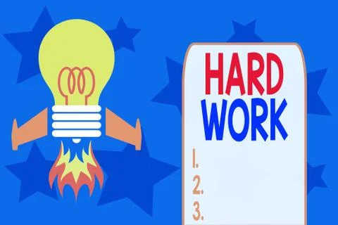Writing note showing Hard Work. Business photo showcasing always putting a lot Stock Illustration