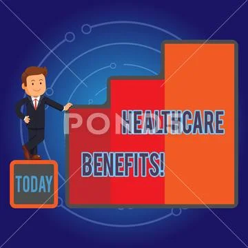 Writing note showing Healthcare Benefits. Business photo showcasing monthly fair Stock Illustration