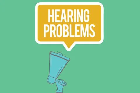 Writing note showing  Hearing Problems. Business photo showcasing is partial o Stock Illustration