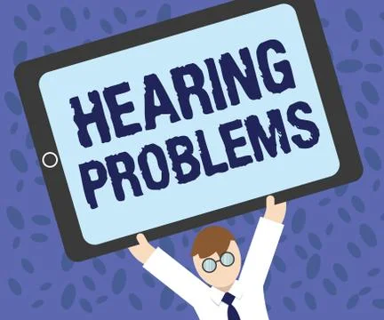 Writing note showing  Hearing Problems. Business photo showcasing is partial o Stock Illustration