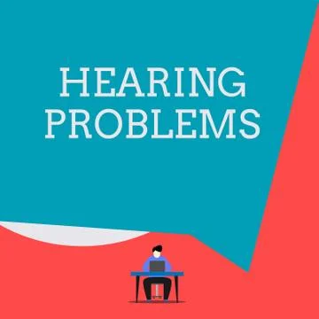 Writing note showing Hearing Problems. Business photo showcasing is partial or Stock Illustration