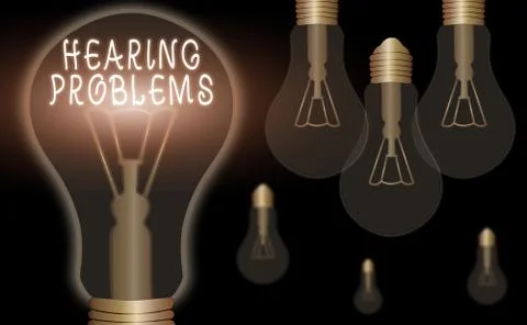 Writing note showing Hearing Problems. Business photo showcasing is partial or Stock Illustration