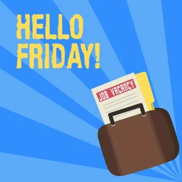 Writing note showing Hello Friday. Business photo showcasing used to express 스톡 일러스트