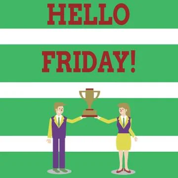 Writing note showing Hello Friday. Business photo showcasing used to express 스톡 일러스트