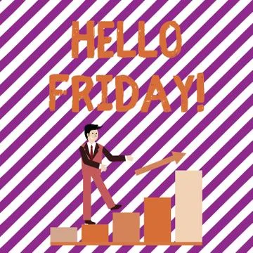 Writing note showing Hello Friday. Business photo showcasing you say this for 스톡 일러스트