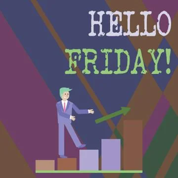 Writing note showing Hello Friday. Business photo showcasing used to express 스톡 일러스트