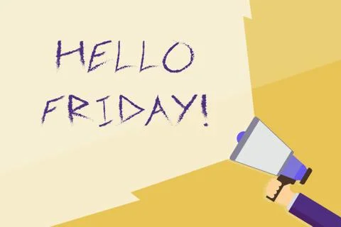 Writing note showing Hello Friday. Business photo showcasing you say this for 스톡 일러스트