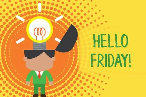 Writing note showing Hello Friday. Business photo showcasing used to express 스톡 일러스트