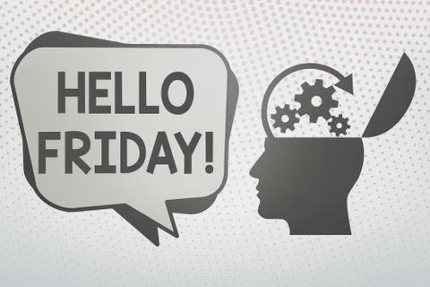 Writing note showing Hello Friday. Business photo showcasing Let the weekend 스톡 일러스트