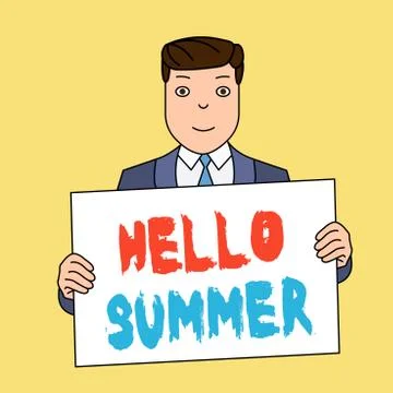 Writing note showing Hello Summer. Business photo showcasing season after spring Ilustración de archivo