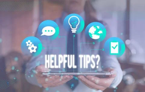 Writing note showing Helpful Tips Question. Business photo showcasing secret Stock Photos