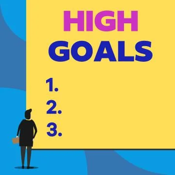 Writing note showing High Goals. Business photo showcasing object of a Stock Illustration
