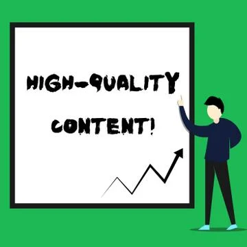 Writing note showing High Quality Content. Business photo showcasing Website is Stock Illustration