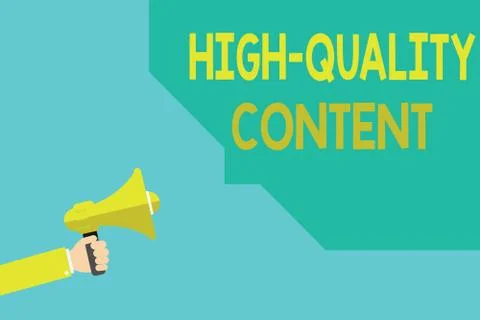 Writing note showing High Quality Content. Business photo showcasing Website is Stock Illustration