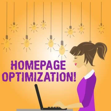 Writing note showing Homepage Optimization. Business photo showcasing improve a Illustrazione stock