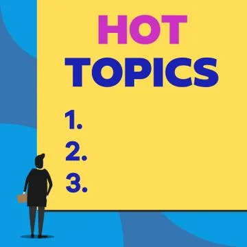 Writing note showing Hot Topics. Business photo showcasing subject that a lot of Ilustração Stock