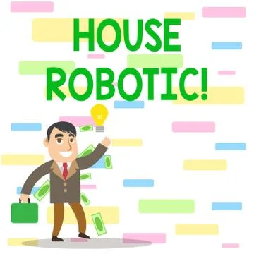 Writing note showing House Robotic. Business photo showcasing Programmable po Stock Illustration