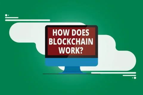 Writing note showing How Does Blockchain Work. Business photo showcasing Stockillustratie