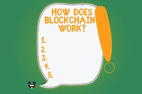 Writing note showing How Does Blockchain Work. Business photo showcasing Stock Illustration