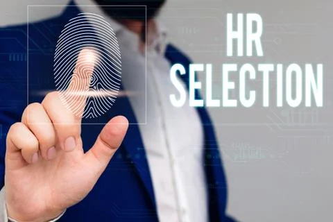 Writing note showing Hr Selection. Business photo showcasing Process and Stock Photos