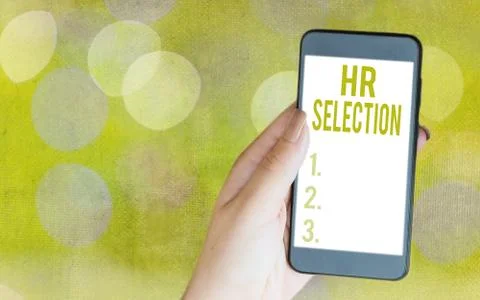 Writing note showing Hr Selection. Business photo showcasing Process and Stock Photos