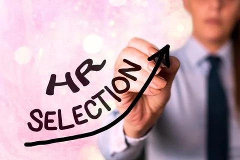 Writing note showing Hr Selection. Business photo showcasing Process and Stock Photos