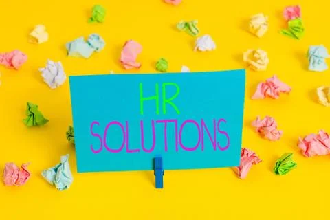 Writing note showing Hr Solutions. Business photo showcasing Outsourced Stock-Fotos