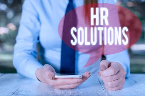 Writing note showing Hr Solutions. Business photo showcasing Outsourced Stock-Fotos