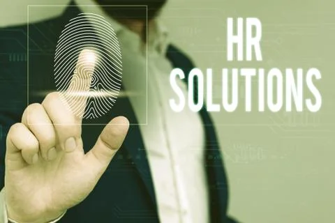 Writing note showing Hr Solutions. Business photo showcasing Outsourced Stock-Fotos