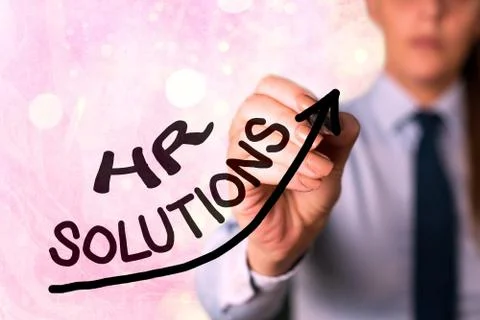 Writing note showing Hr Solutions. Business photo showcasing Outsourced Human Stock-Fotos