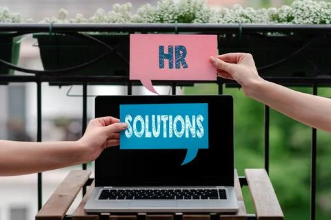 Writing note showing Hr Solutions. Business photo showcasing Outsourced Human Stock-Fotos