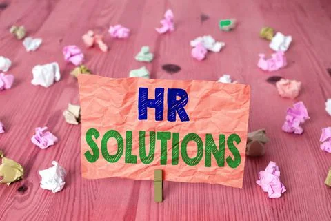 Writing note showing Hr Solutions. Business photo showcasing Outsourced Human Stock-Fotos