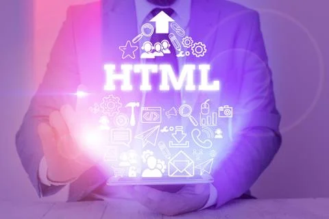 Writing note showing Html. Business photo showcasing the lingua franca for Photos
